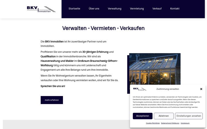 Skjámynd af bkv-immobilien.de
