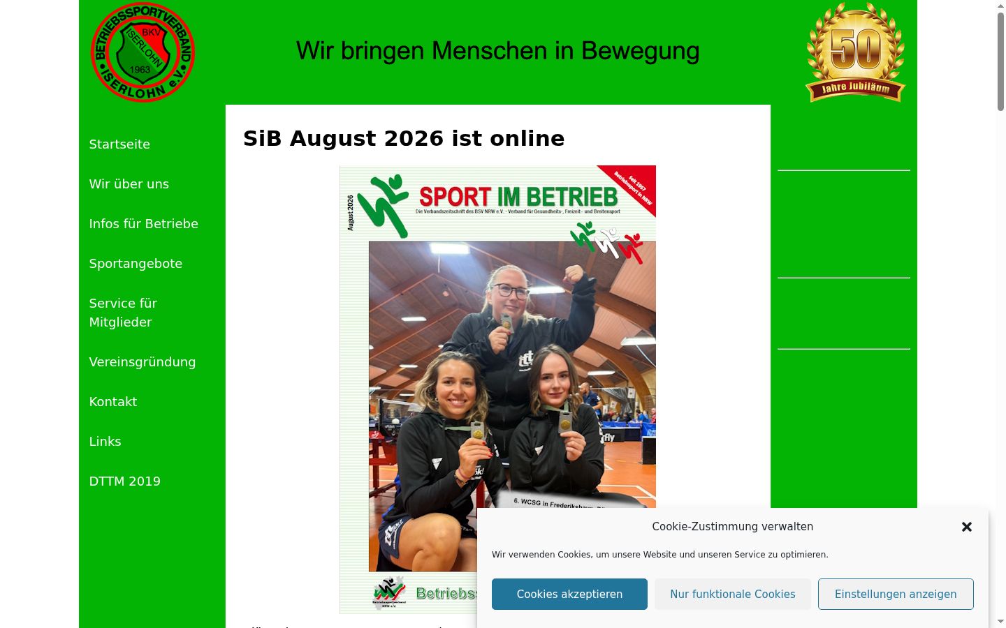 Screenshot des Einwilligungsbanners vor jeglicher Interaktion