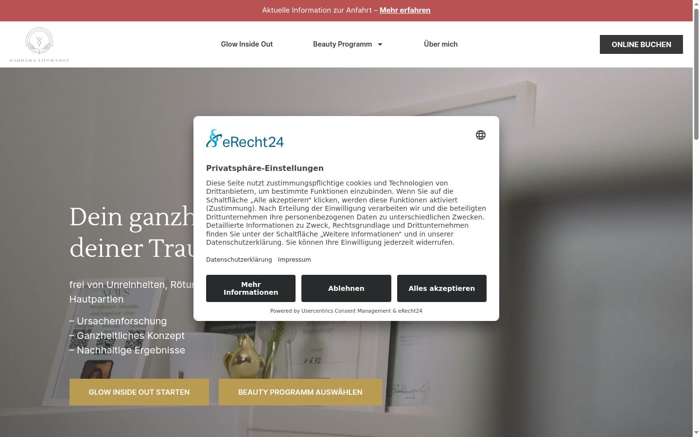 Sutikimo reklamjuostės, rodytos prieš bet kokią sąveiką, ekrano kopija