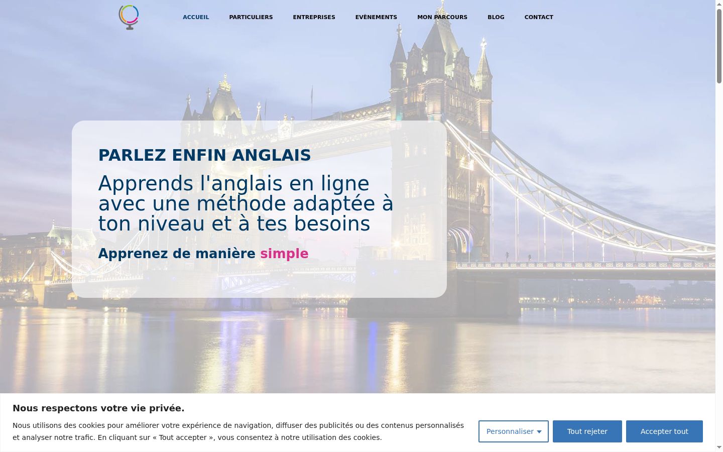 Capture d'écran de la bannière de consentement affichée avant toute interaction
