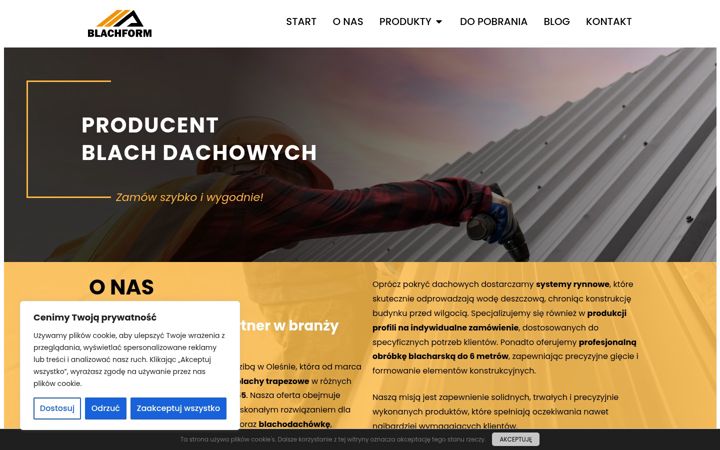 Screenshot stránky blachform.pl