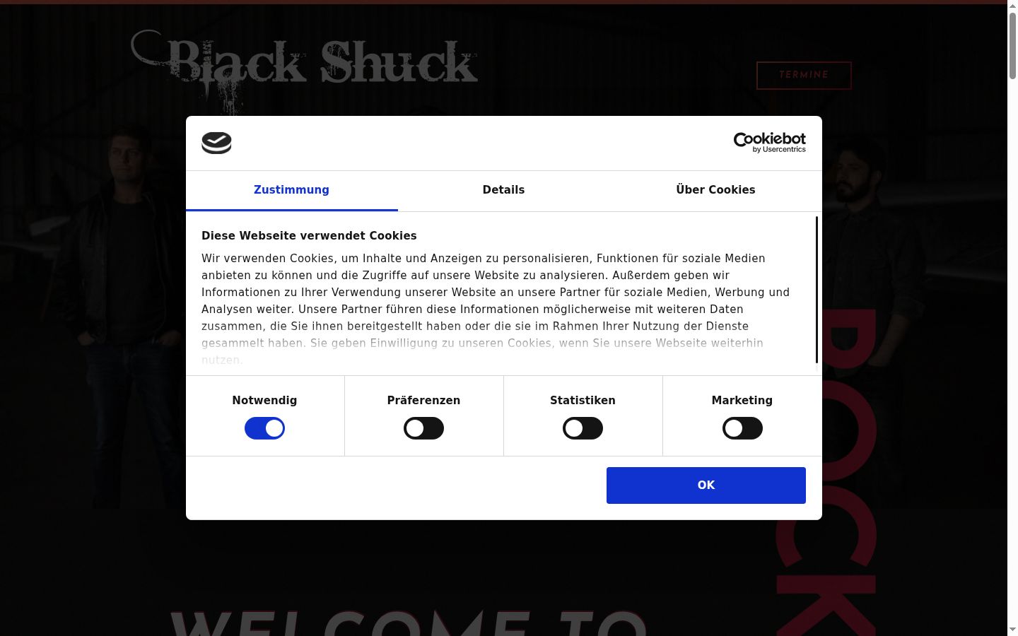 Screenshot del banner di consenso mostrato prima di qualsiasi interazione