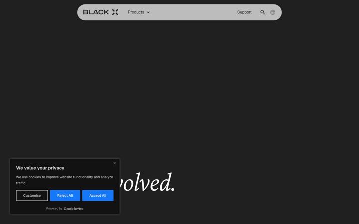 Kuvakaappaus sivustosta black.inc