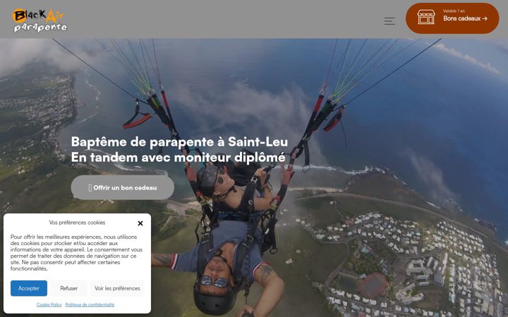 Screenshot of blackairparapente.com
