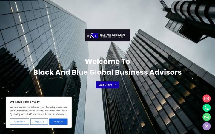 Screenshot of blackandblueadvisors.com