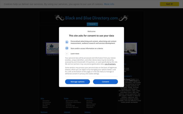 Screenshot of blackandbluedirectory.com