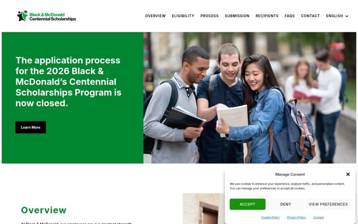 Screenshot of blackandmcdonaldscholarships.com