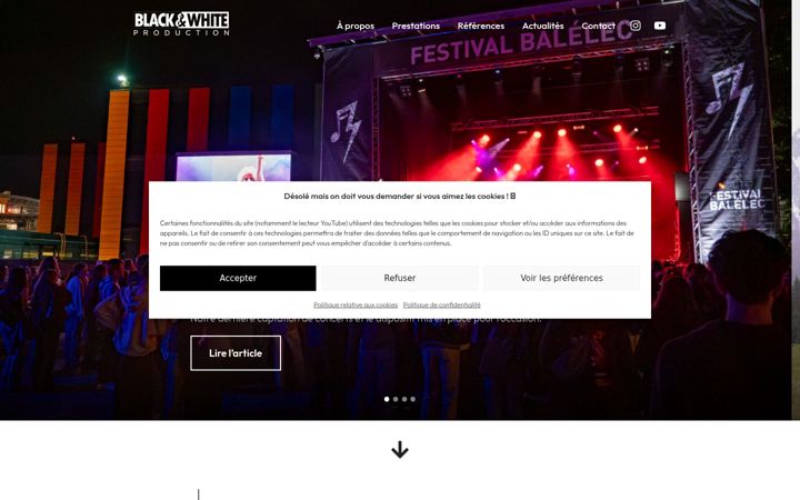 Screenshot of blackandwhiteprod.fr