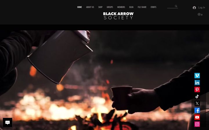 Screenshot stránky blackarrowsociety.com