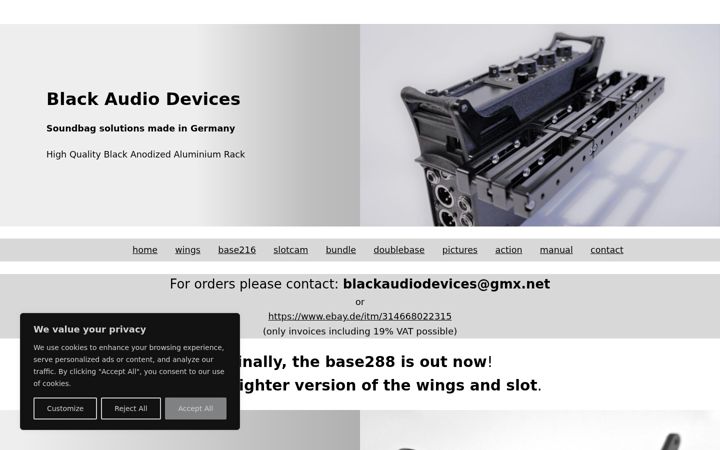 Екранна снимка на blackaudiodevices.com