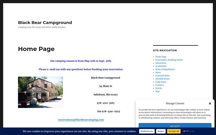 Snímek obrazovky blackbearcamping.com