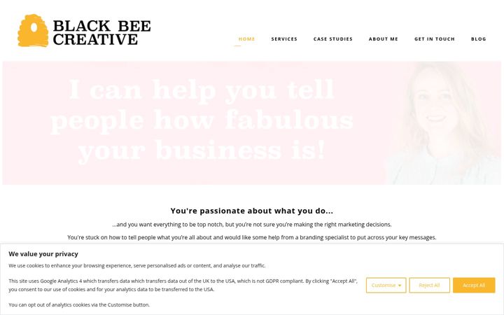 Snímek obrazovky blackbeecreative.com