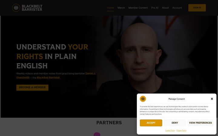 Captură de ecran a blackbeltbarrister.com