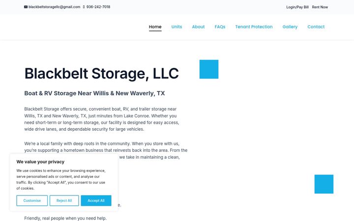 Captură de ecran a blackbeltstorage.com
