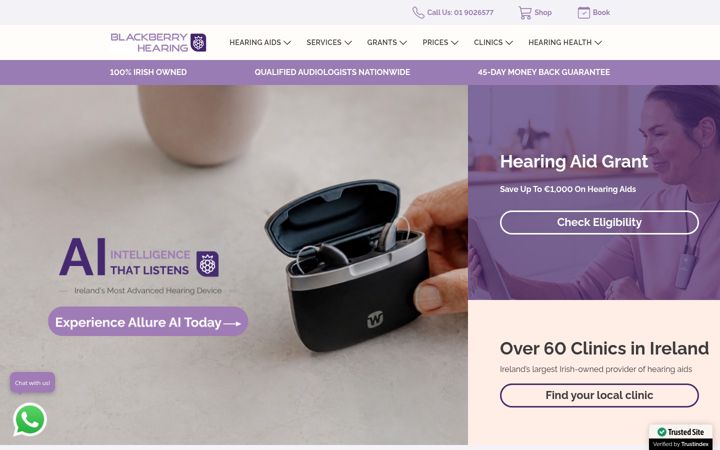Screenshot of blackberryhearing.com
