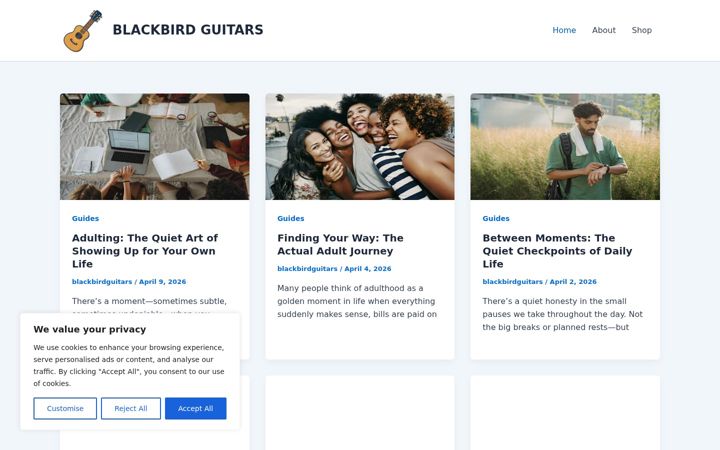 Screenshot von blackbirdguitars.live