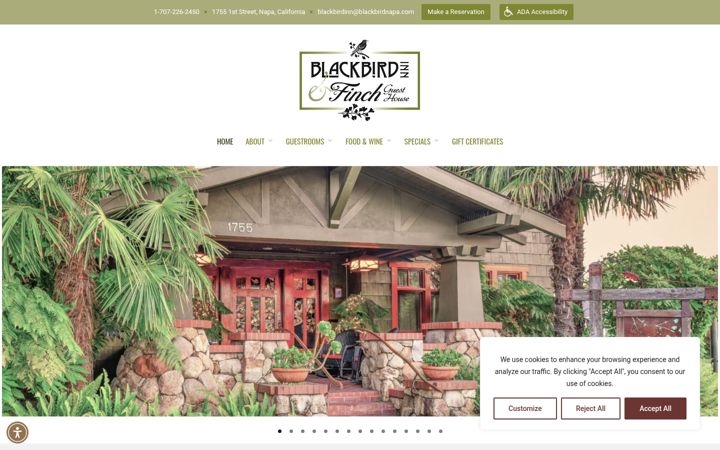 Screenshot of blackbirdinnnapa.com