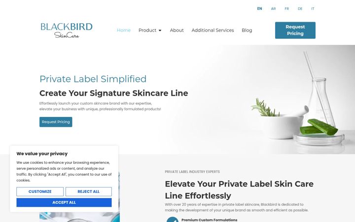 Screenshot von blackbirdskincare.com