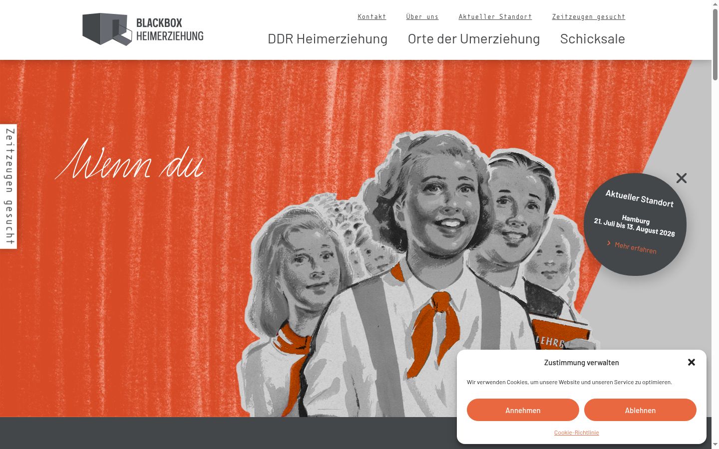 Screenshot des Einwilligungsbanners vor jeglicher Interaktion