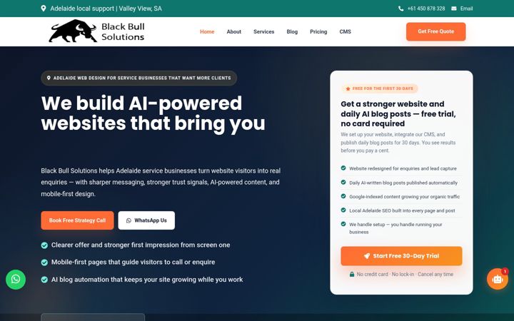 Screenshot of blackbullsolutions.com
