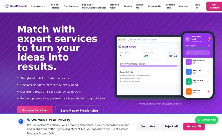 Screenshot of blackbumblesolutions.com