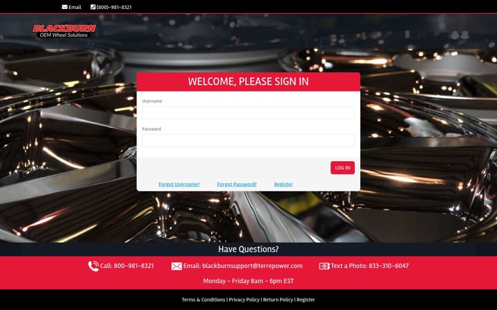 Screenshot of blackburnswheelfinder.com