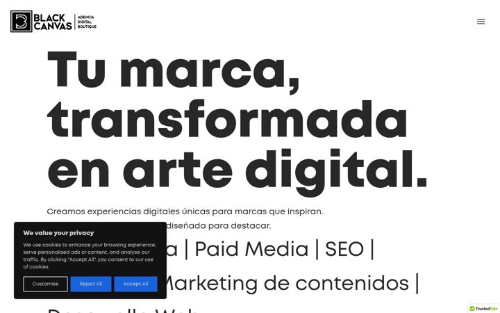 Screenshot of blackcanvas.agency