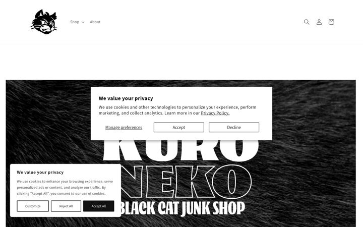 Screenshot of blackcatjunkshop.com