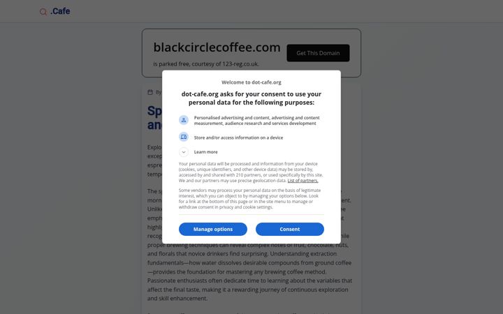 Screenshot of blackcirclecoffee.com