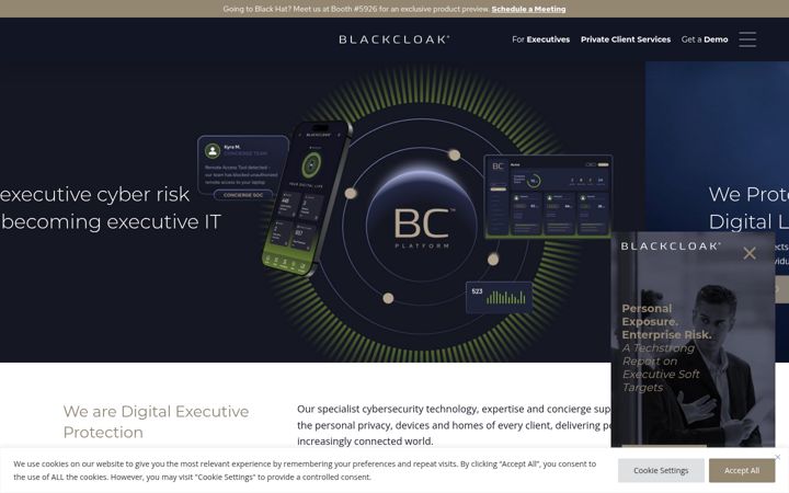 Screenshot of blackcloak.io