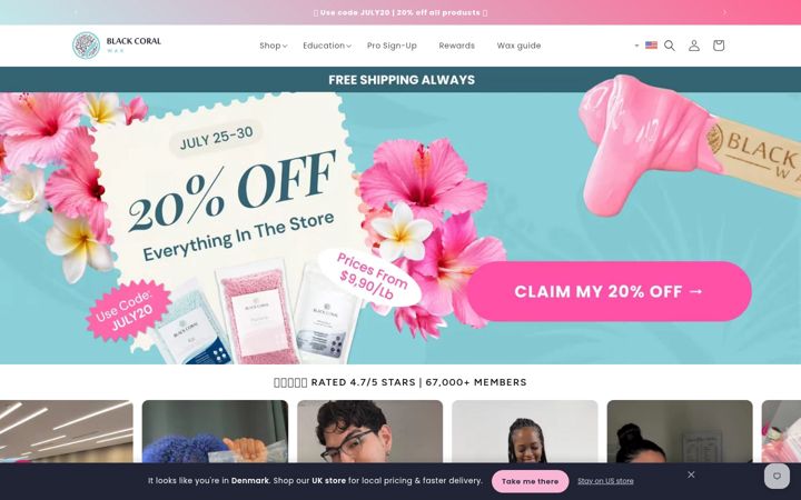 Screenshot of blackcoralwax.com