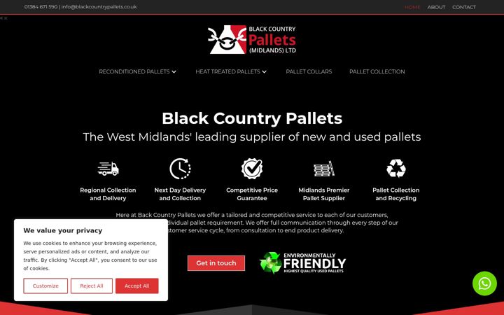 Skærmbillede af blackcountrypallets.co.uk