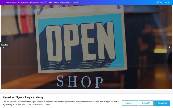 Screenshot of blackdownsigns.com