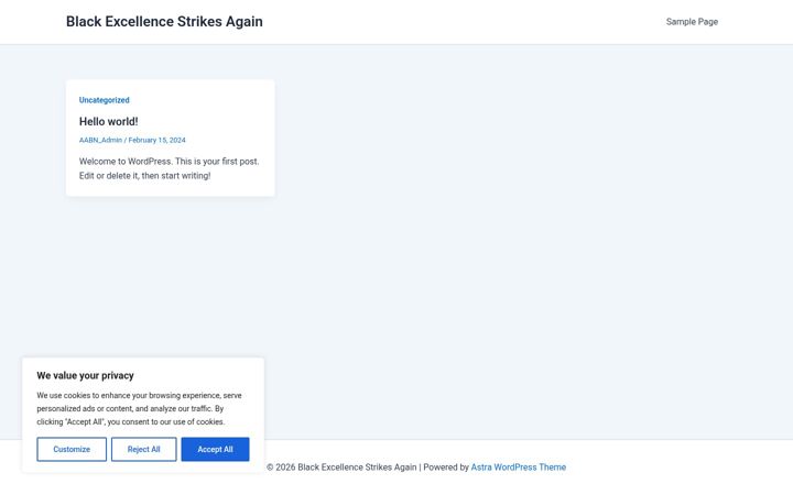 Screenshot of blackexcellencestrikes.com