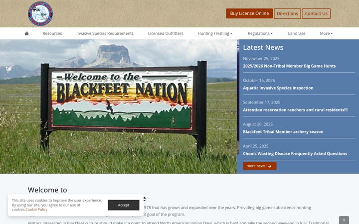 Screenshot of blackfeetfishandwildlife.net