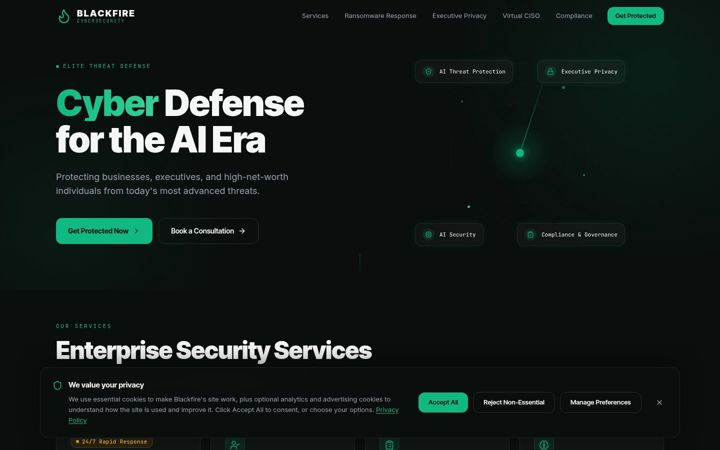 Screenshot of blackfirecybersecurity.com