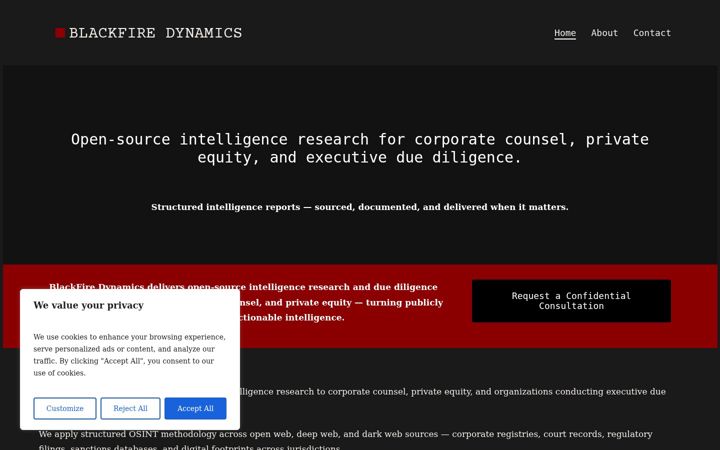 Screenshot of blackfiredynamics.com