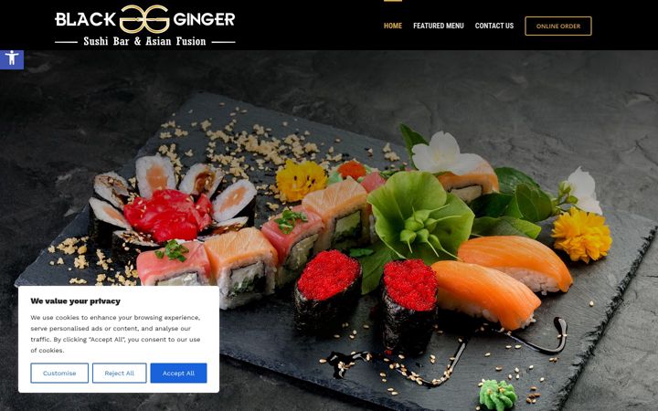 Screenshot of blackgingersushi.com