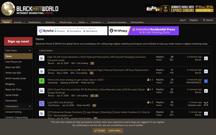 Screenshot του blackhatworld.com