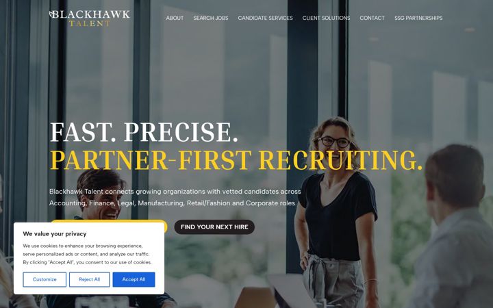 Screenshot of blackhawktalent.com