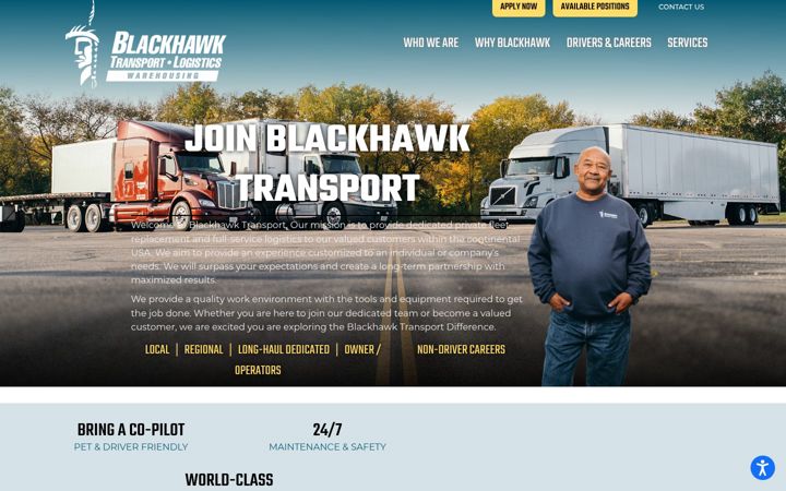 Capture d'écran de blackhawktransport.com