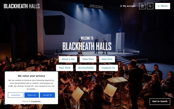 Screenshot of blackheathhalls.com
