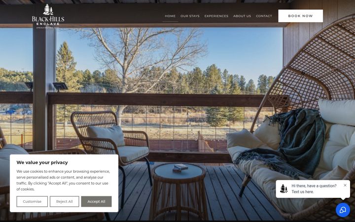 Screenshot of blackhillsenclave.com