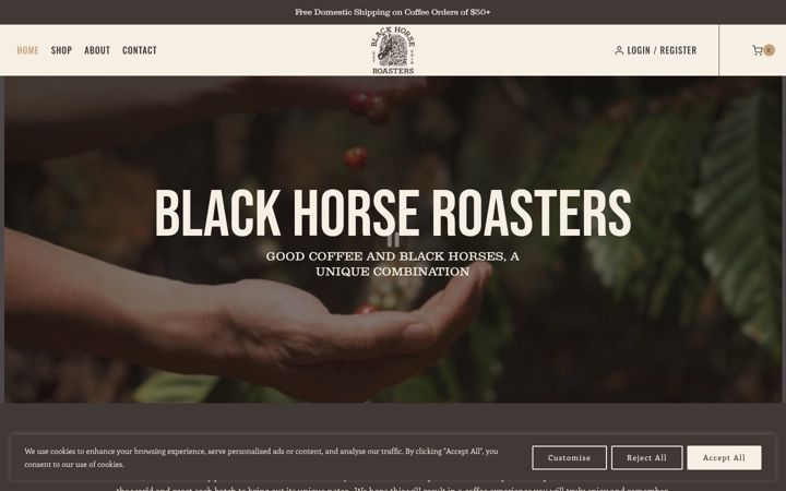 Екранна снимка на blackhorseroasters.com