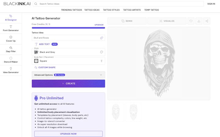 Screenshot of blackink.ai