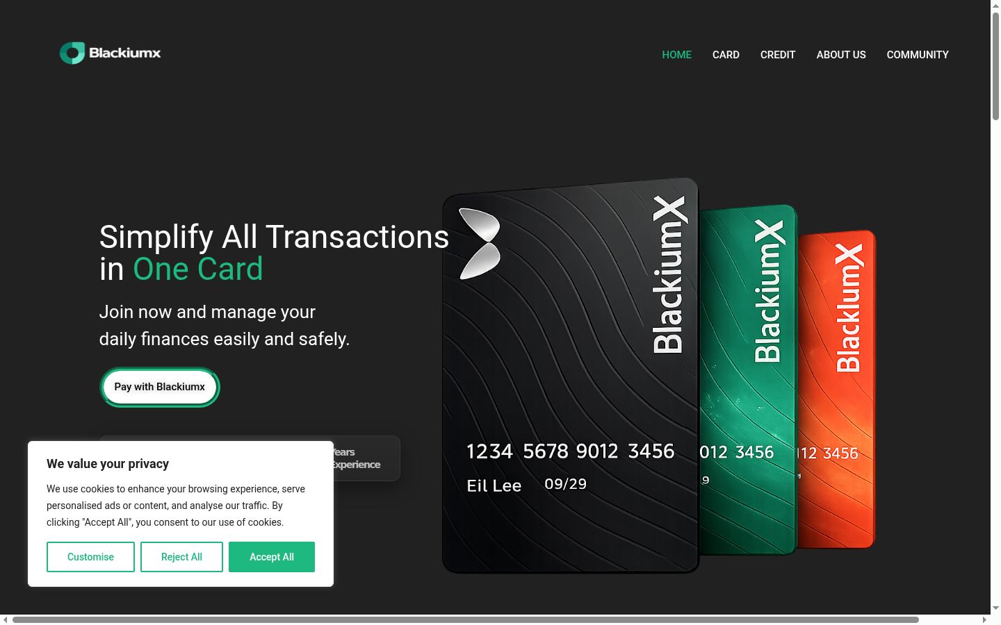 Screenshot del banner di consenso mostrato prima di qualsiasi interazione