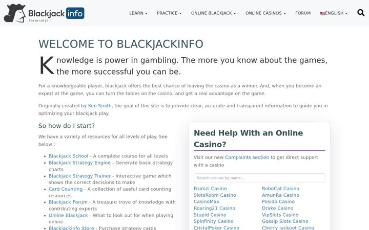 Képernyőkép: blackjackinfo.com