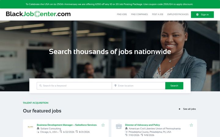 Screenshot of blackjobcenter.com