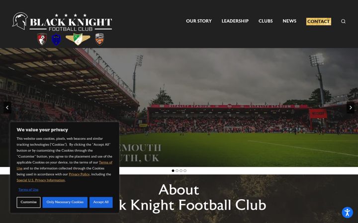Screenshot of blackknightfootballclub.com