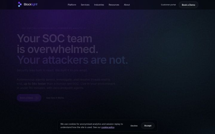 Screenshot of blacklightai.com